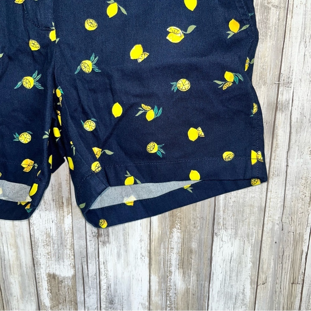 J.Crew Lemon Print Chino Shorts 5” Inseam Navy Yellow NWT Size 4 Summer Preppy - Picture 5 of 6